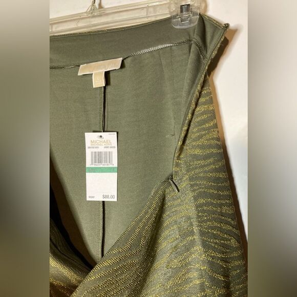 NWT Michael Kors Army Green/Gold Skirt, size Large - Picture 5 of 8